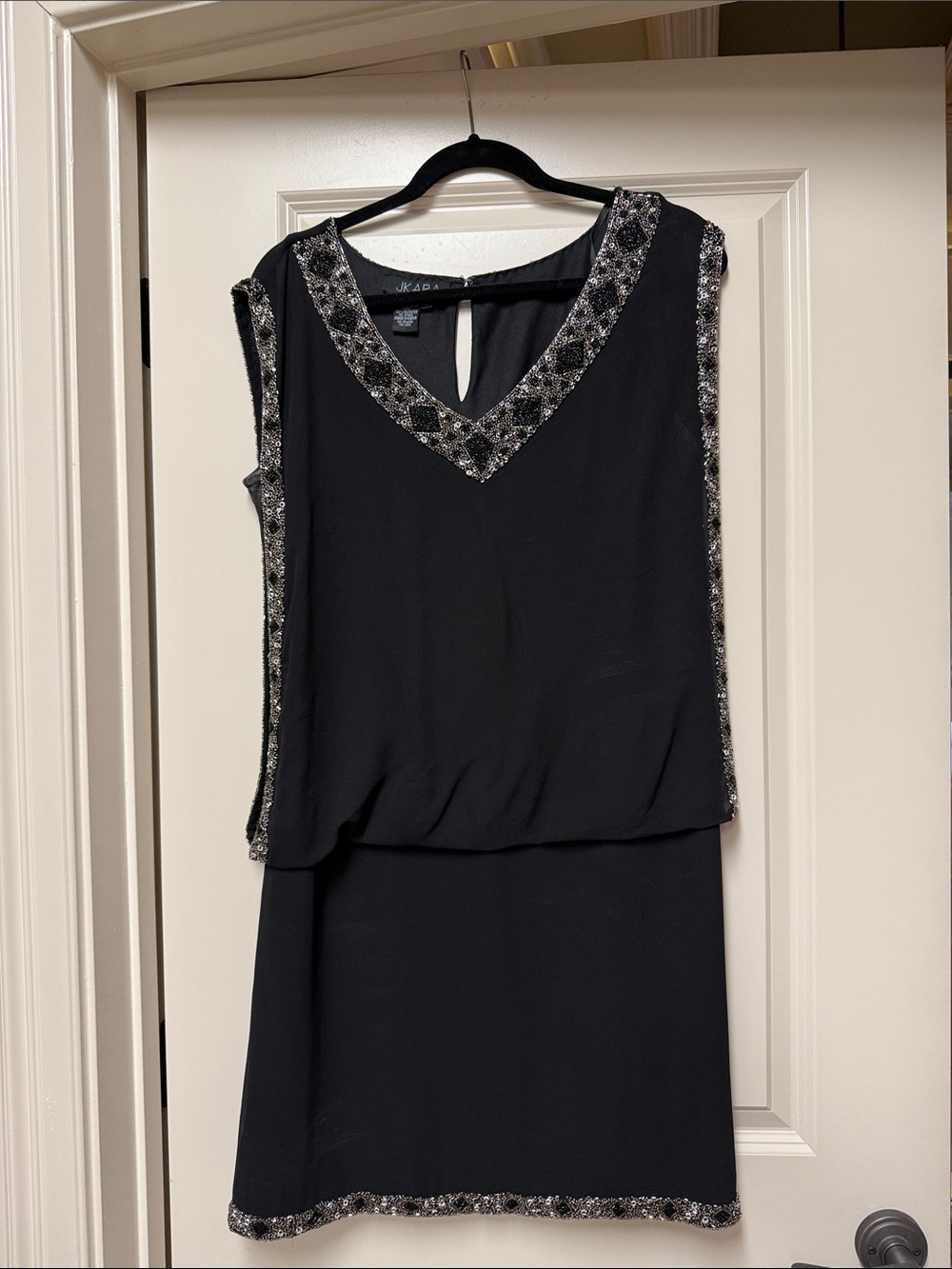 J Kara Black Dress with Silver Sequin Trim